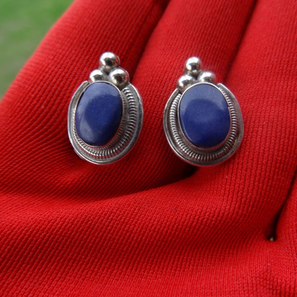Sterling Silver Lapis Lazuli Pierced Earrings
